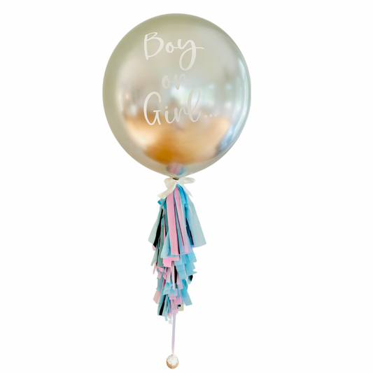 Gender Reveal Jumbo Balloon with ribbon or tassel